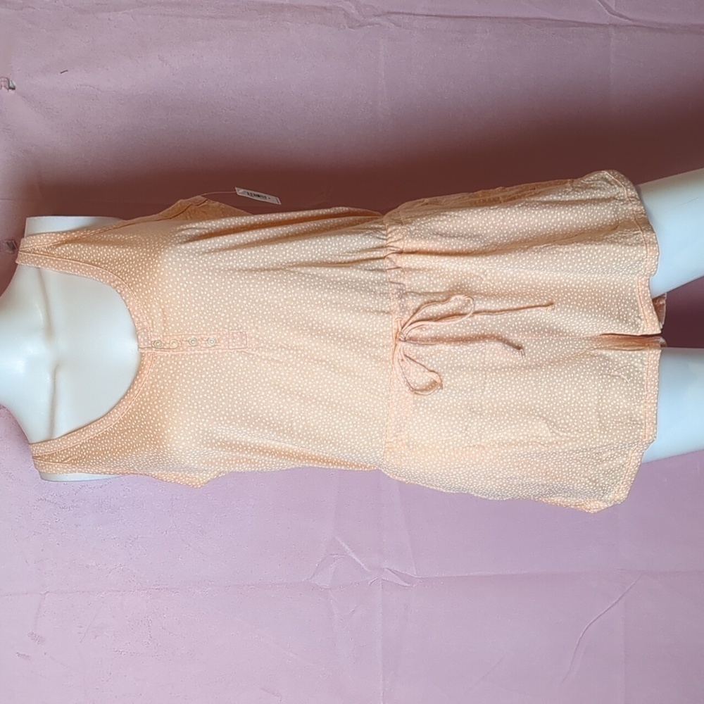 Love by Gap Peach Dotted Drawstring Waist Sleeveless Romper size Medium